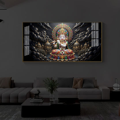 Lord Jagannath Modern Luxury Backlight Horizontal Wall Art