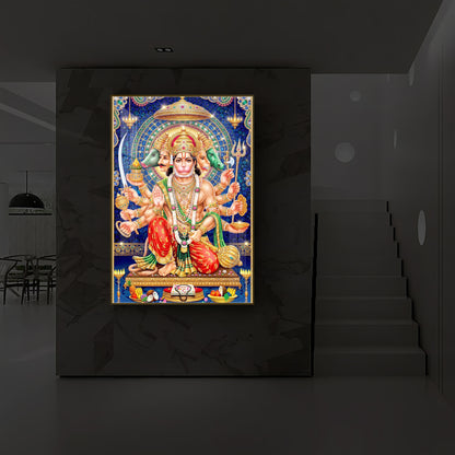 Panchamukhi Hanuman Ji Modern Luxury Backlight Vertical Wall Art