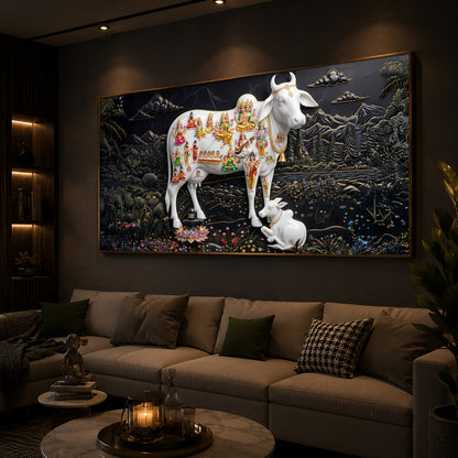Decorative Kamdhenu Modern Luxury Backlight Horizontal Wall Art