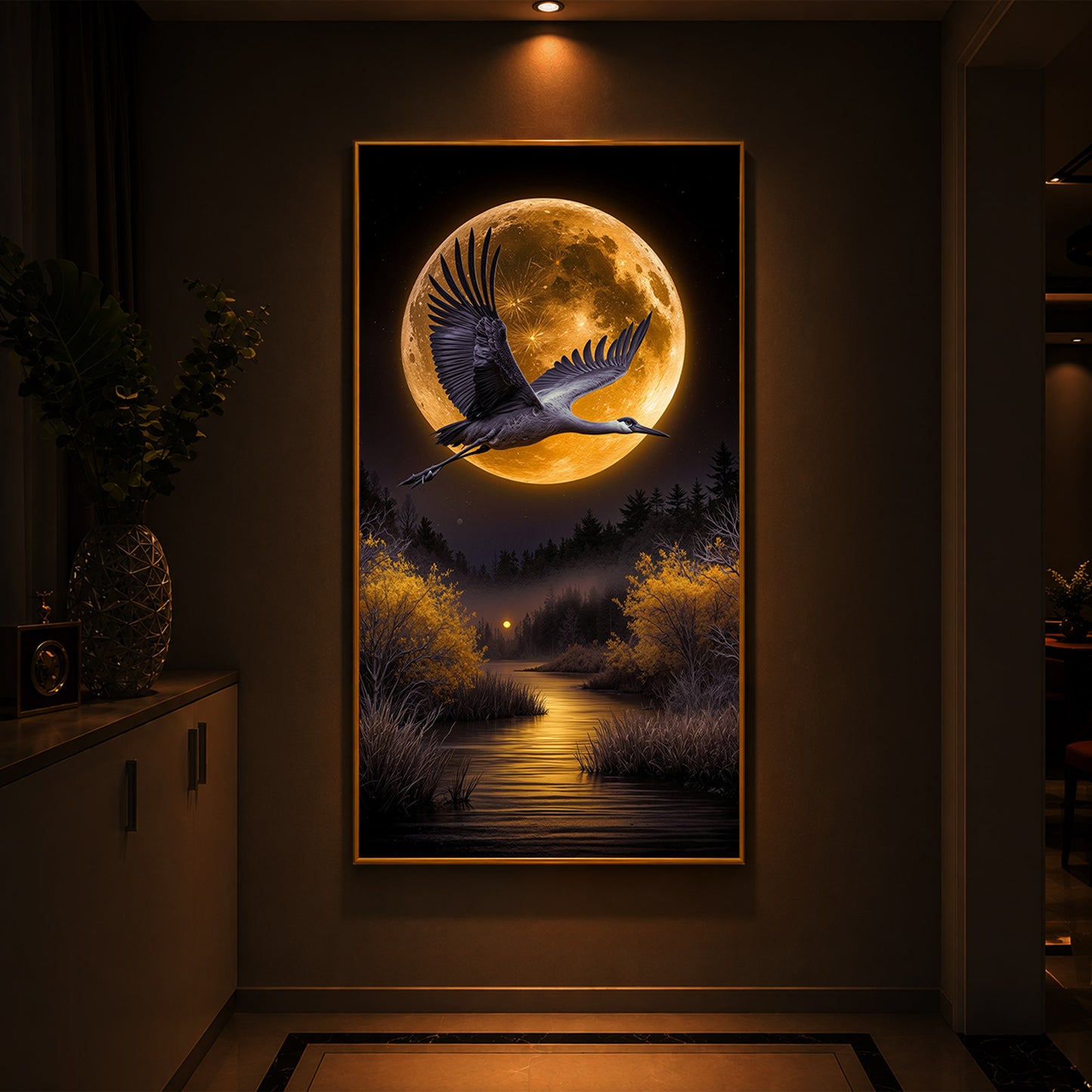 Regalia Bird Modern Luxury Backlight Vertical Wall Art