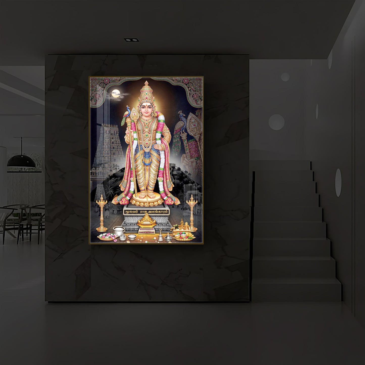Lord Kartikeya Modern Luxury Backlight Vertical Wall Art