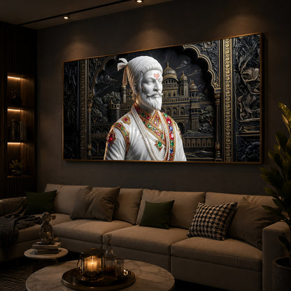Veer Chhatrapati Shivaji Maharaj Modern Luxury Backlight Horizontal Wall Art