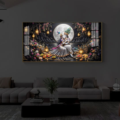 Generic Radha Krishna Romantic Modern Luxury Backlight Horizontal Wall Art
