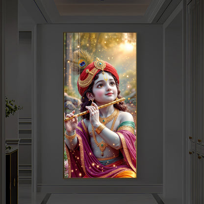 Divine Glow Krishna Modern Luxury Backlight Vertical Wall Art