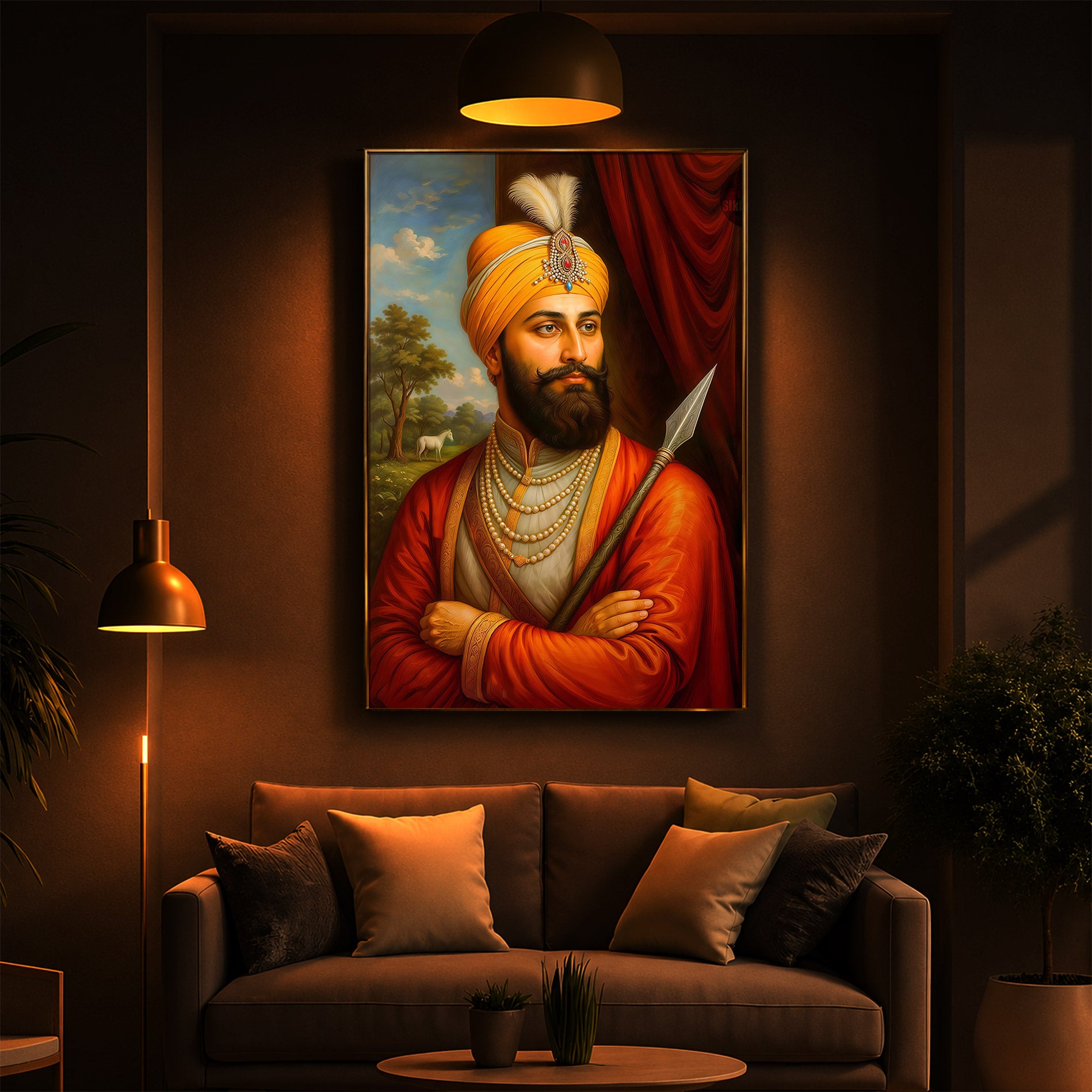 Prestigious Guru Gobind Singh Ji Modern Luxury Backlight Vertical Wall Art