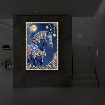 Black Horse Modern Luxury Backlight Vertical Wall Art