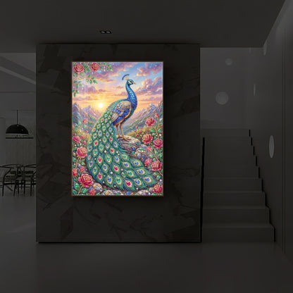 Colorful Beautiful Peacock Modern Luxury Backlight Vertical Wall Art