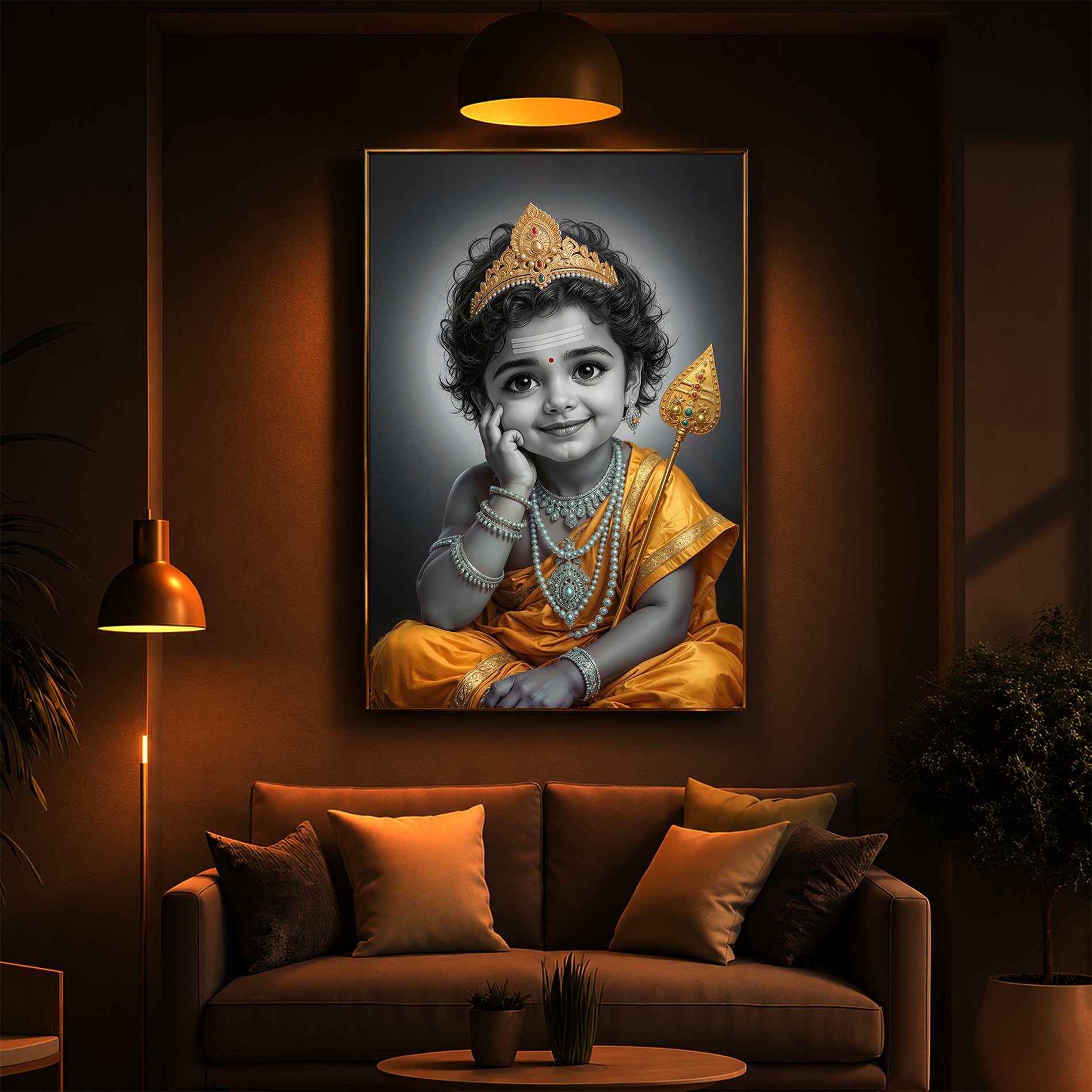 Little Murugan Modern Luxury Backlight Vertical Wall Art