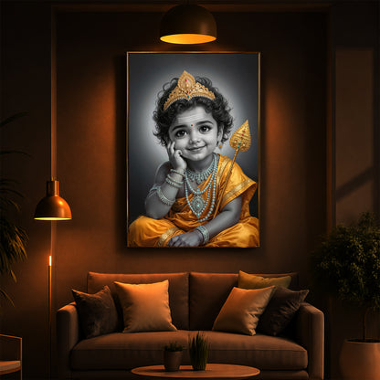 Little Murugan Modern Luxury Backlight Vertical Wall Art