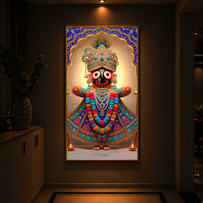Jai Shri Jagannath Ji Modern Luxury Backlight Vertical Wall Art