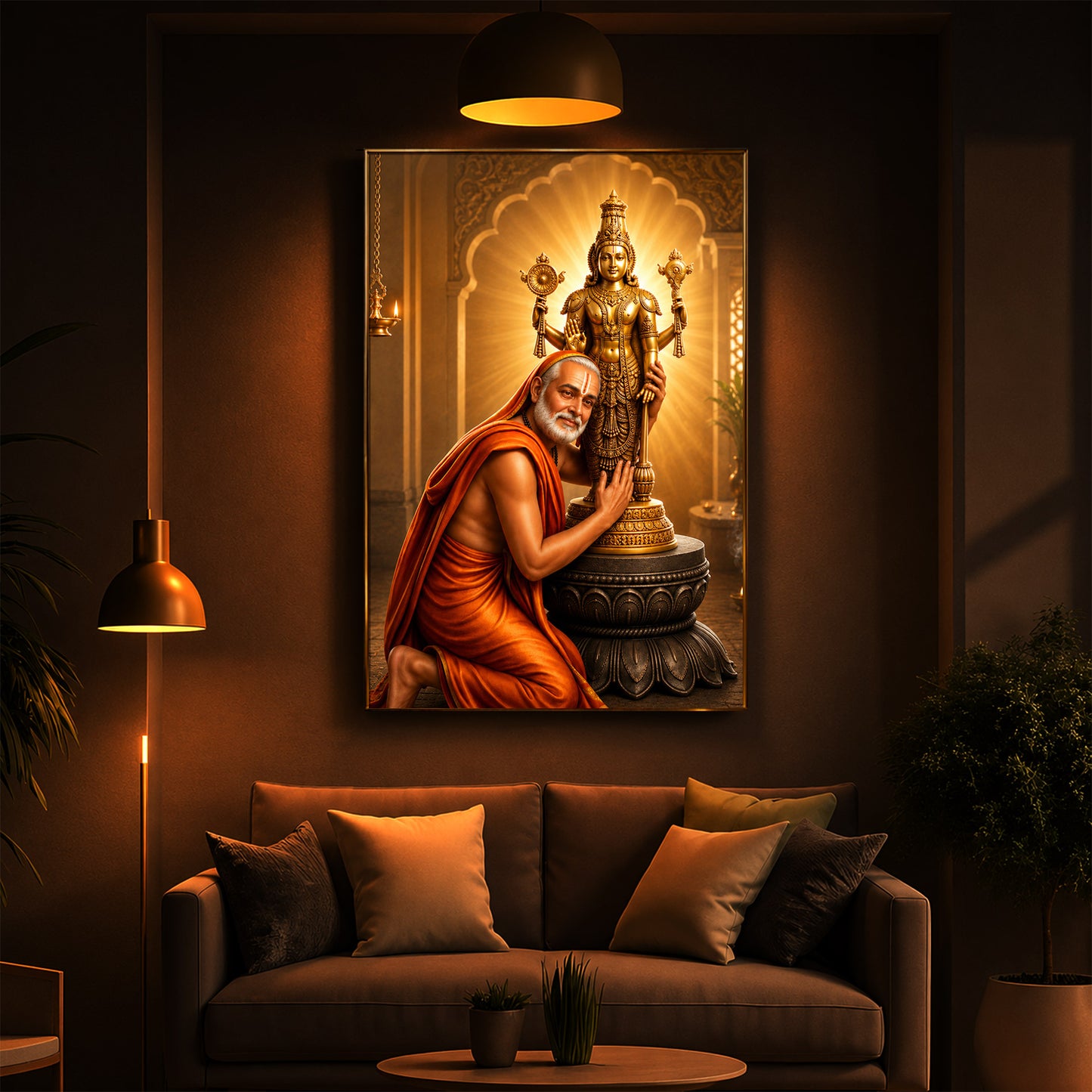 Guru Rayaru Modern Luxury Backlight Vertical Wall Art