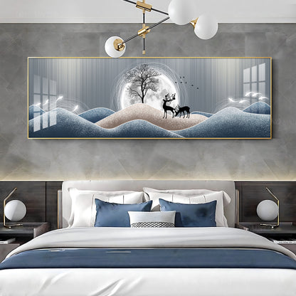 Black Deer In Night Premium Acrylic Horizontal Wall Art