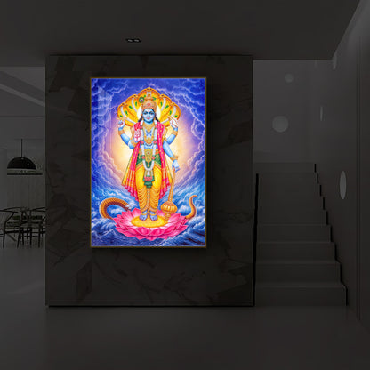 Sri Maha Vishnu Modern Luxury Backlight Vertical Wall Art