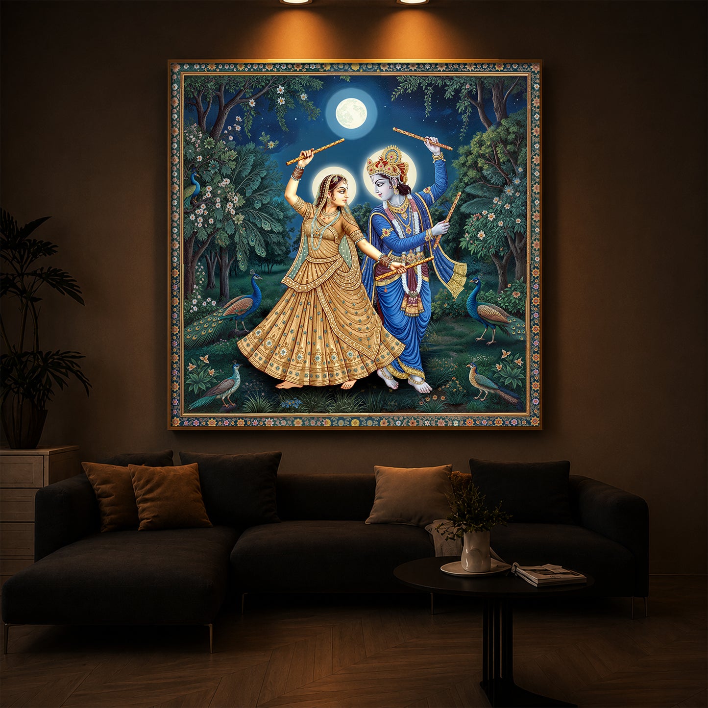 Radha Krishna Definition Of Love Modern Luxury Backlight Square Wall Art
