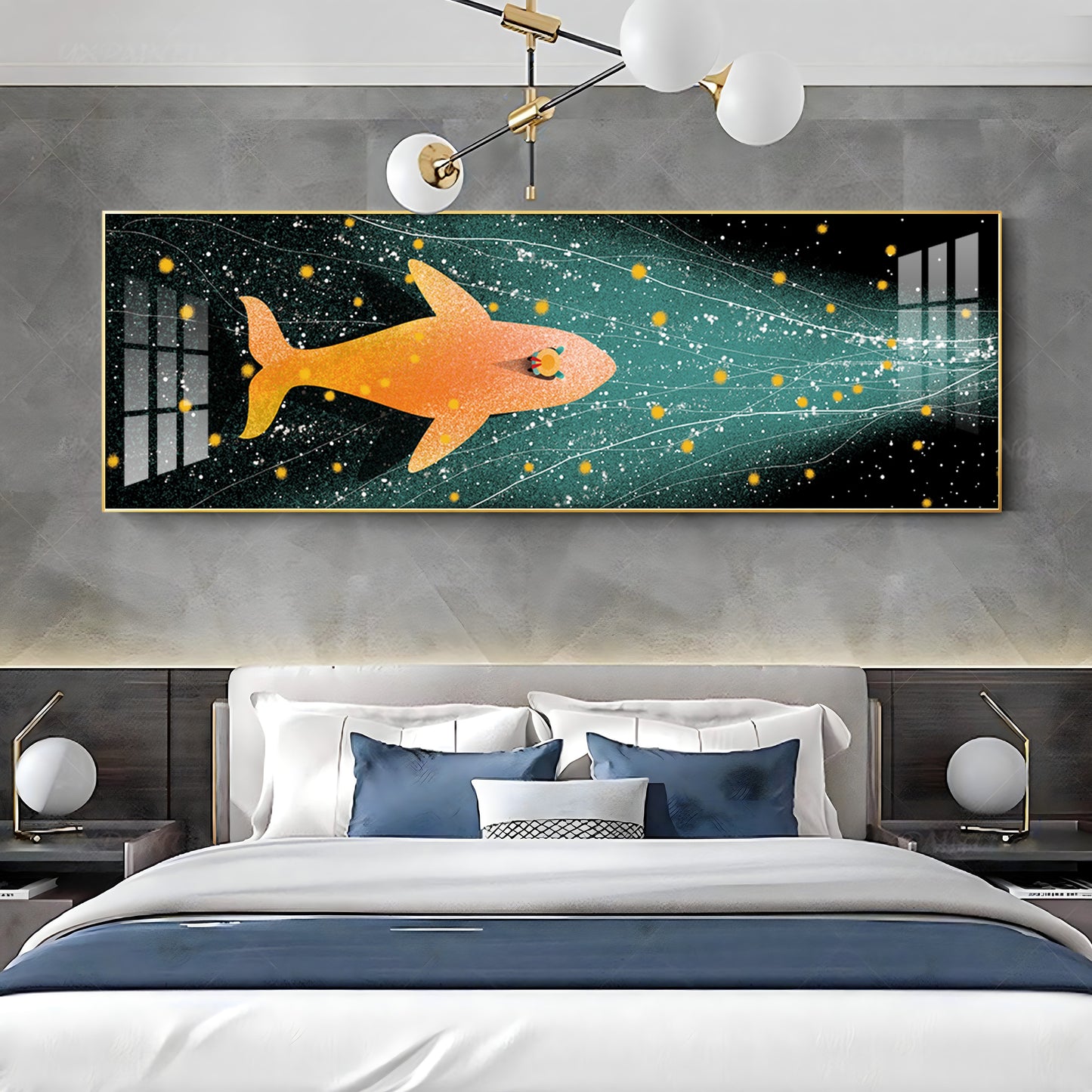 Stellar Swim Of Fish Premium Acrylic Horizontal Wall Art