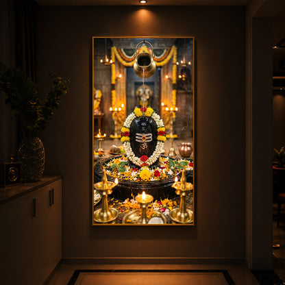 Somnath Jyotirlinga Modern Luxury Backlight Vertical Wall Art