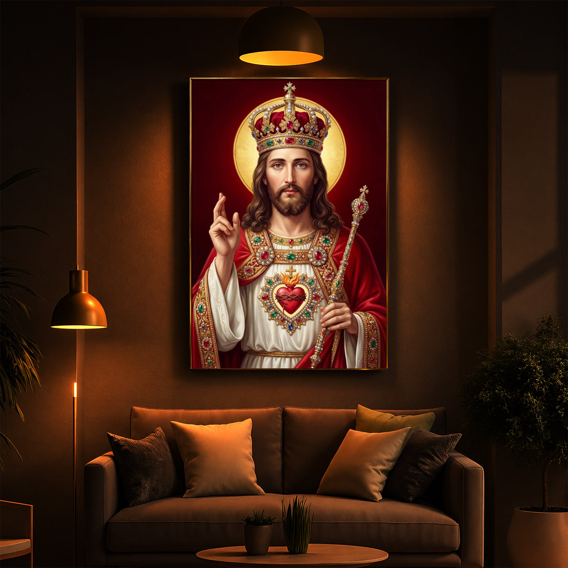 Holy God Christ The King Jesus Modern Luxury Backlight Vertical Wall Art