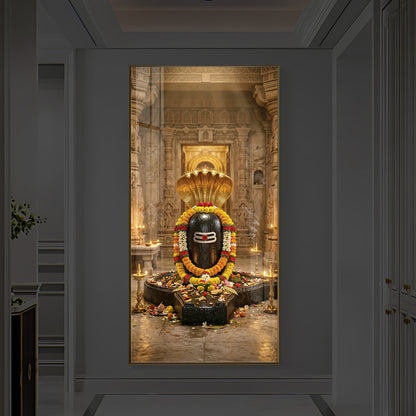 Shree Somnath Jyotirlinga Modern Luxury Backlight Vertical Wall Art