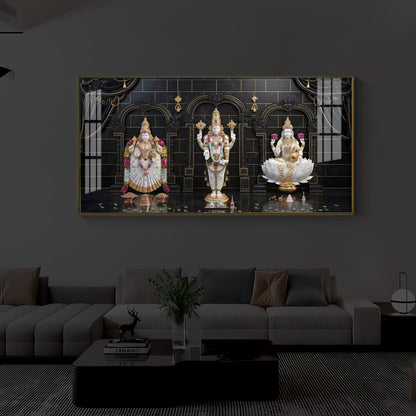 Maa Laxmi & Lord Venkateswara Modern Luxury Backlight Horizontal Wall Art