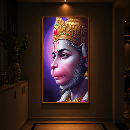 Jai Shri Hanuman Modern Luxury Backlight Vertical Wall Art