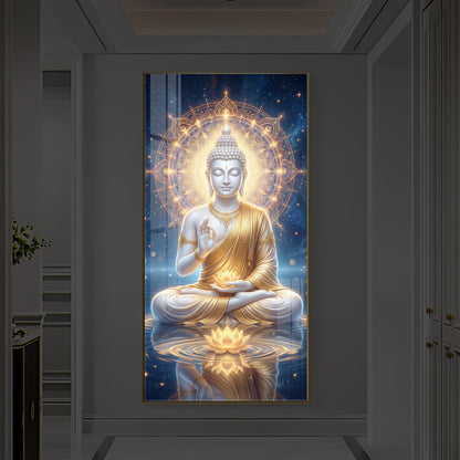 Blessings Of Buddha Modern Luxury Backlight Vertical Wall Art