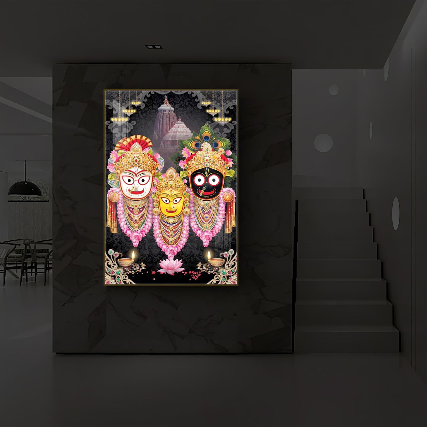 Lord Jagannath Modern Luxury Backlight Vertical Wall Art