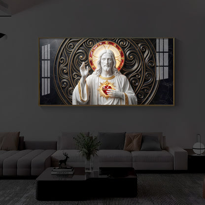 Heart Of Jesus Modern Luxury Backlight Horizontal Wall Art