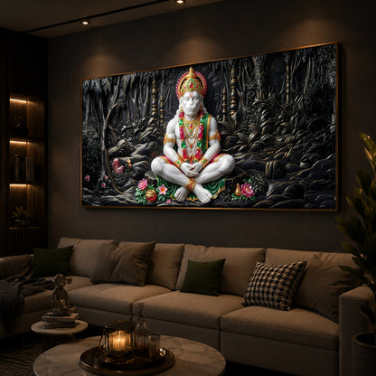 Lord Hanuman Modern Luxury Backlight Horizontal Wall Art