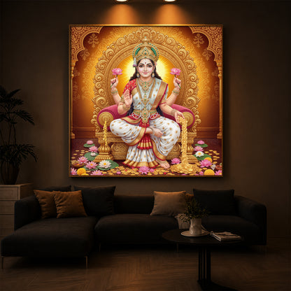 Maa Laxmi Modern Luxury Backlight Square Wall Art