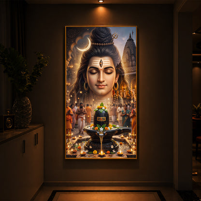 Lord Shiva Modern Luxury Backlight Vertical Wall Art