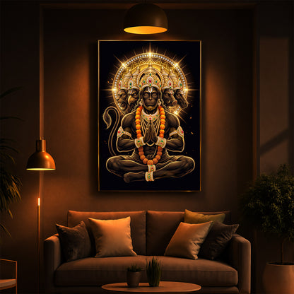 Glowing Panchamukhi Modern Luxury Backlight Vertical Wall Art