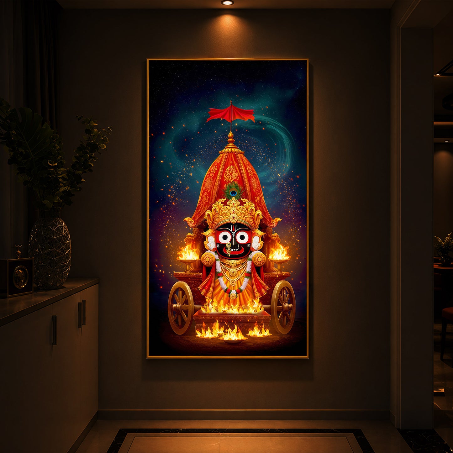 Jagannath Prabhu Modern Luxury Backlight Vertical Wall Art
