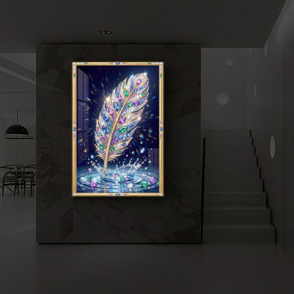 Colorful Feather Modern Luxury Backlight Vertical Wall Art