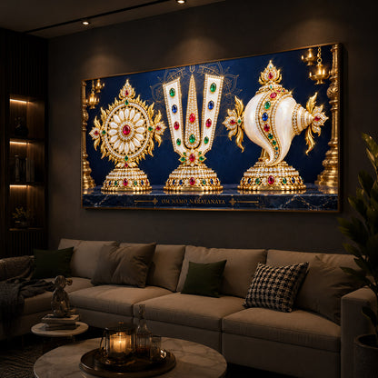 Divine Balaji Symbols Modern Luxury Backlight Horizontal Wall Art