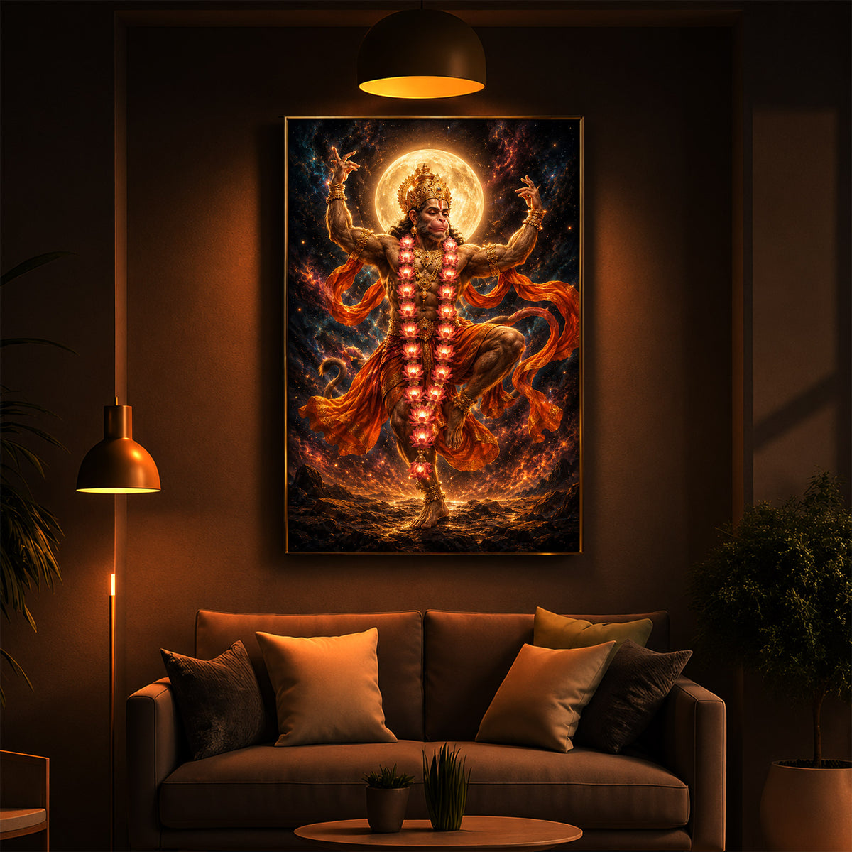 Dancing Hanuman Modern Luxury Backlight Vertical Wall Art