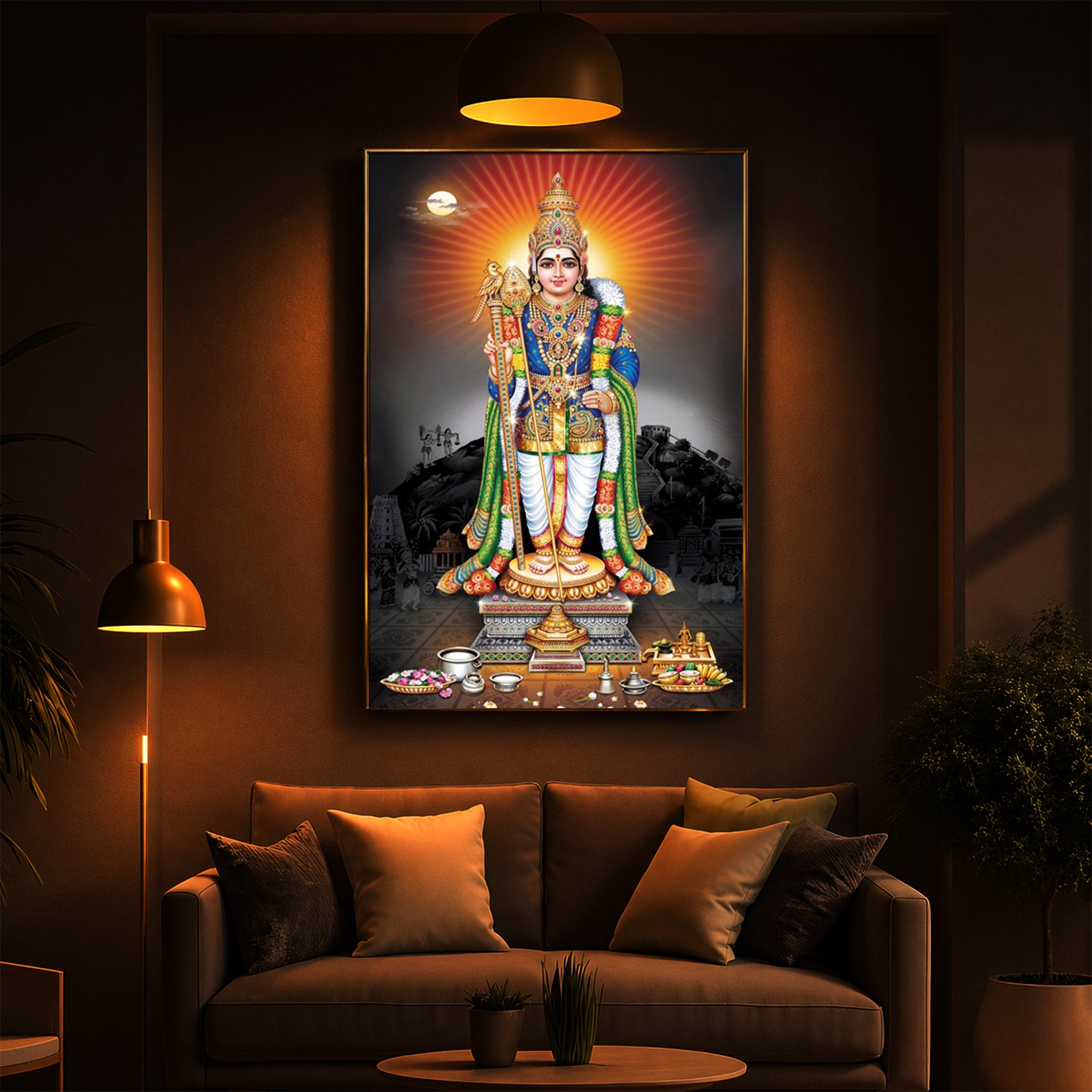 Lord Kartikeyan Modern Luxury Backlight Vertical Wall Art