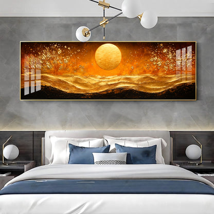 Golden Sun Abstract Dunes Premium Acrylic Horizontal Wall Art