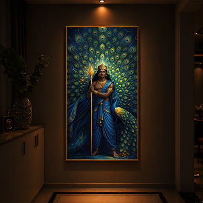 Murugan Bhagwan Ji Modern Luxury Backlight Vertical Wall Art