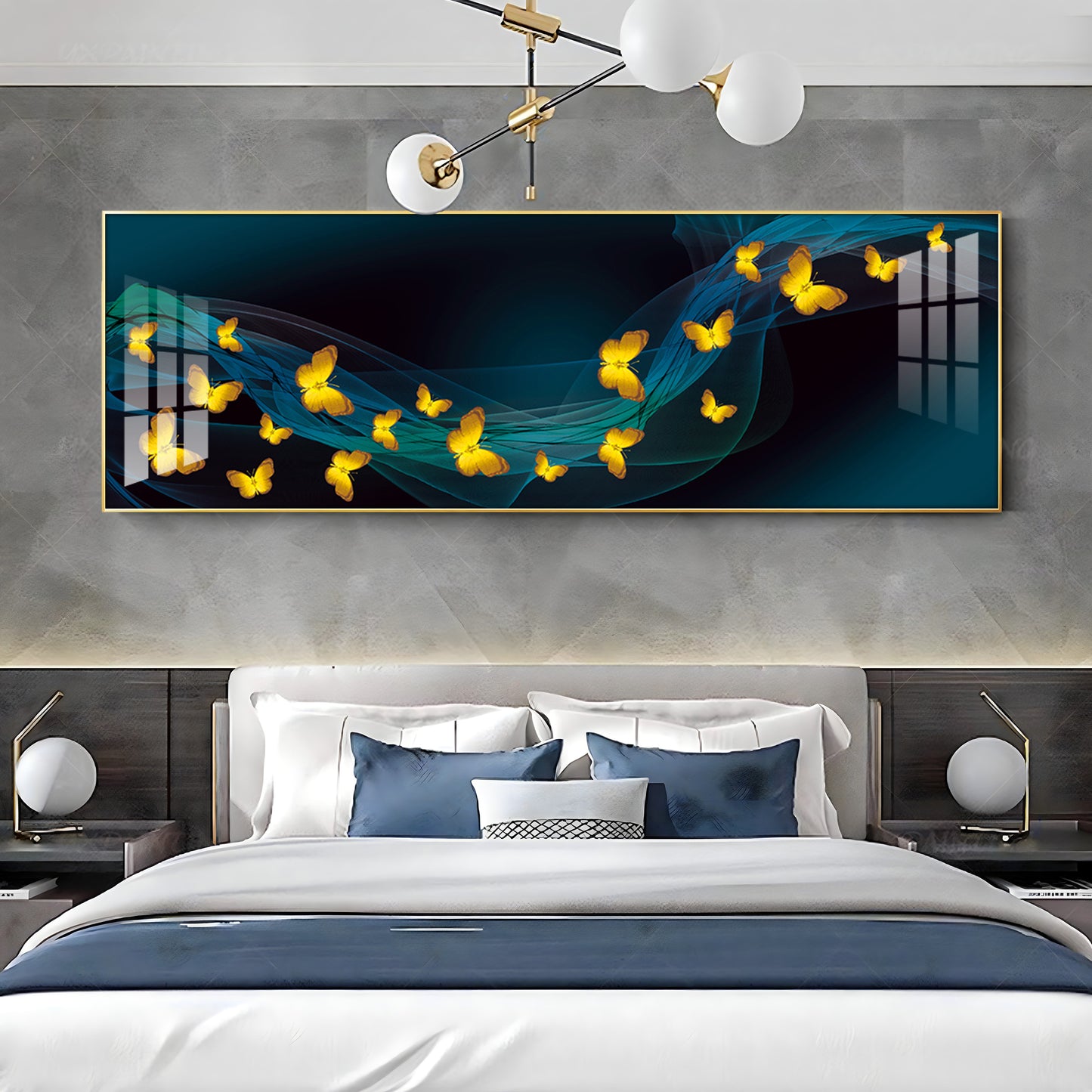 Golden Wing Dance Premium Acrylic Horizontal Wall Art