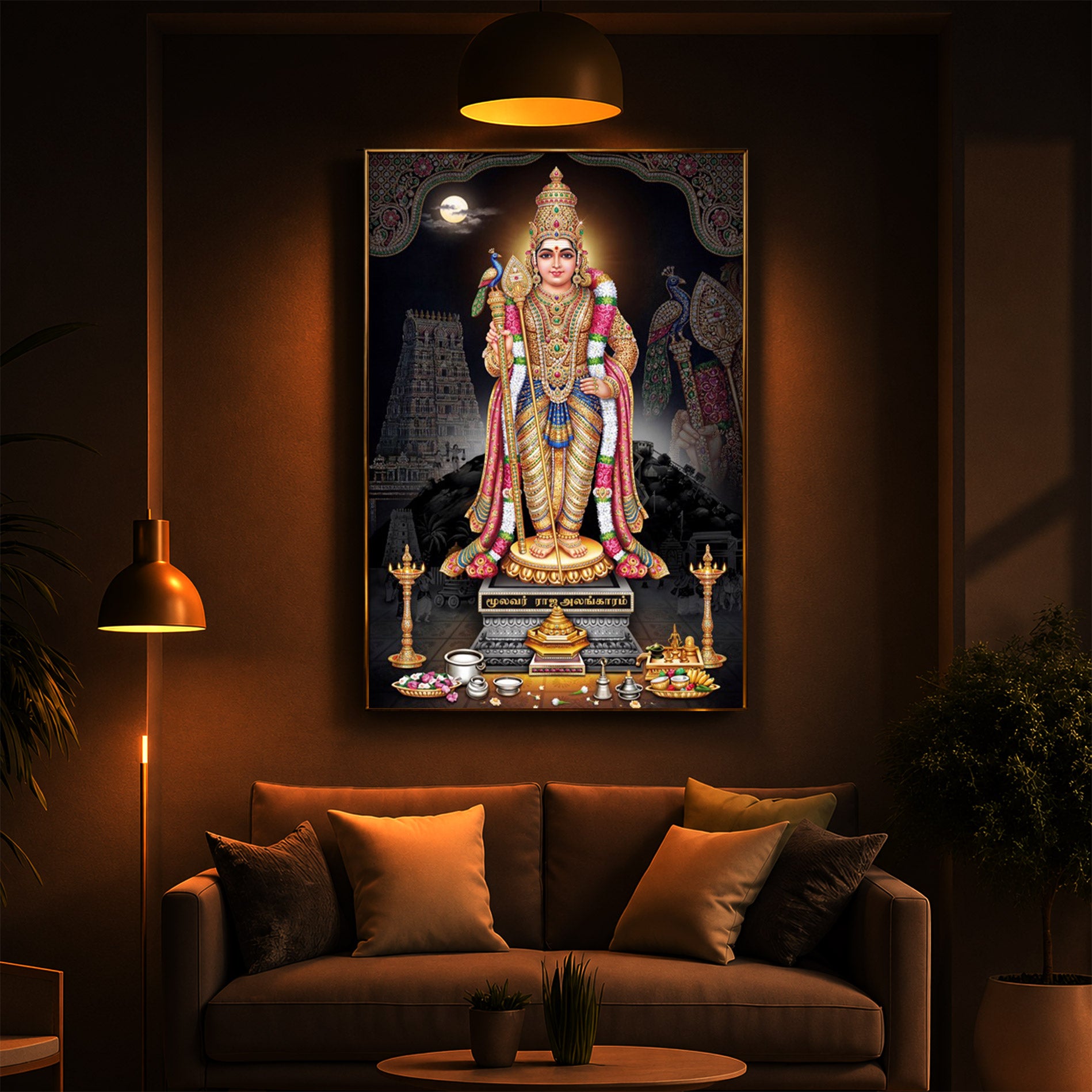 Lord Kartikeya Modern Luxury Backlight Vertical Wall Art