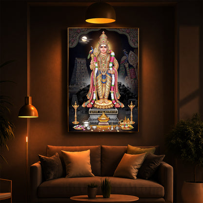 Lord Kartikeya Modern Luxury Backlight Vertical Wall Art