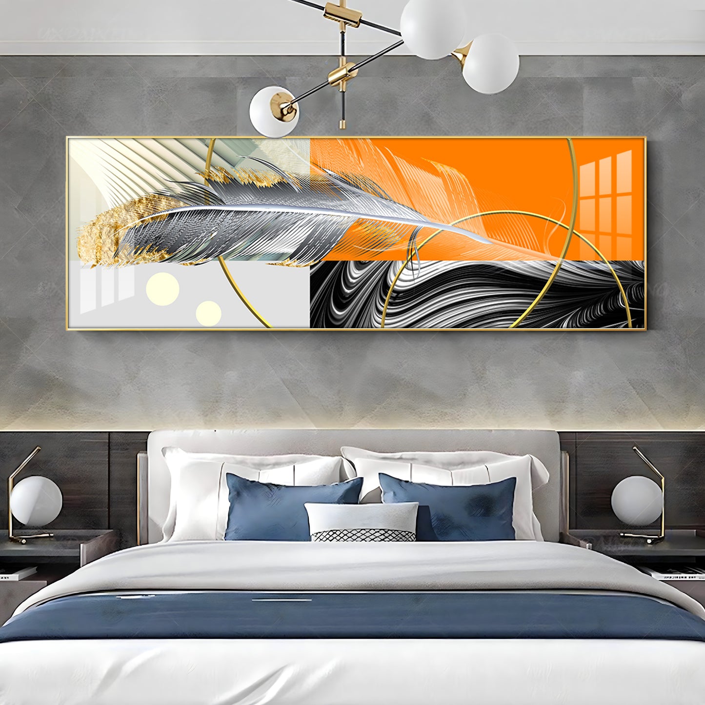 Feather Glow Delight Premium Acrylic Horizontal Wall Art