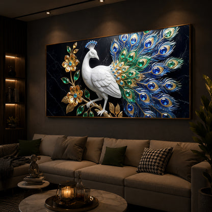 Peacock Modern Luxury Backlight Horizontal Wall Art