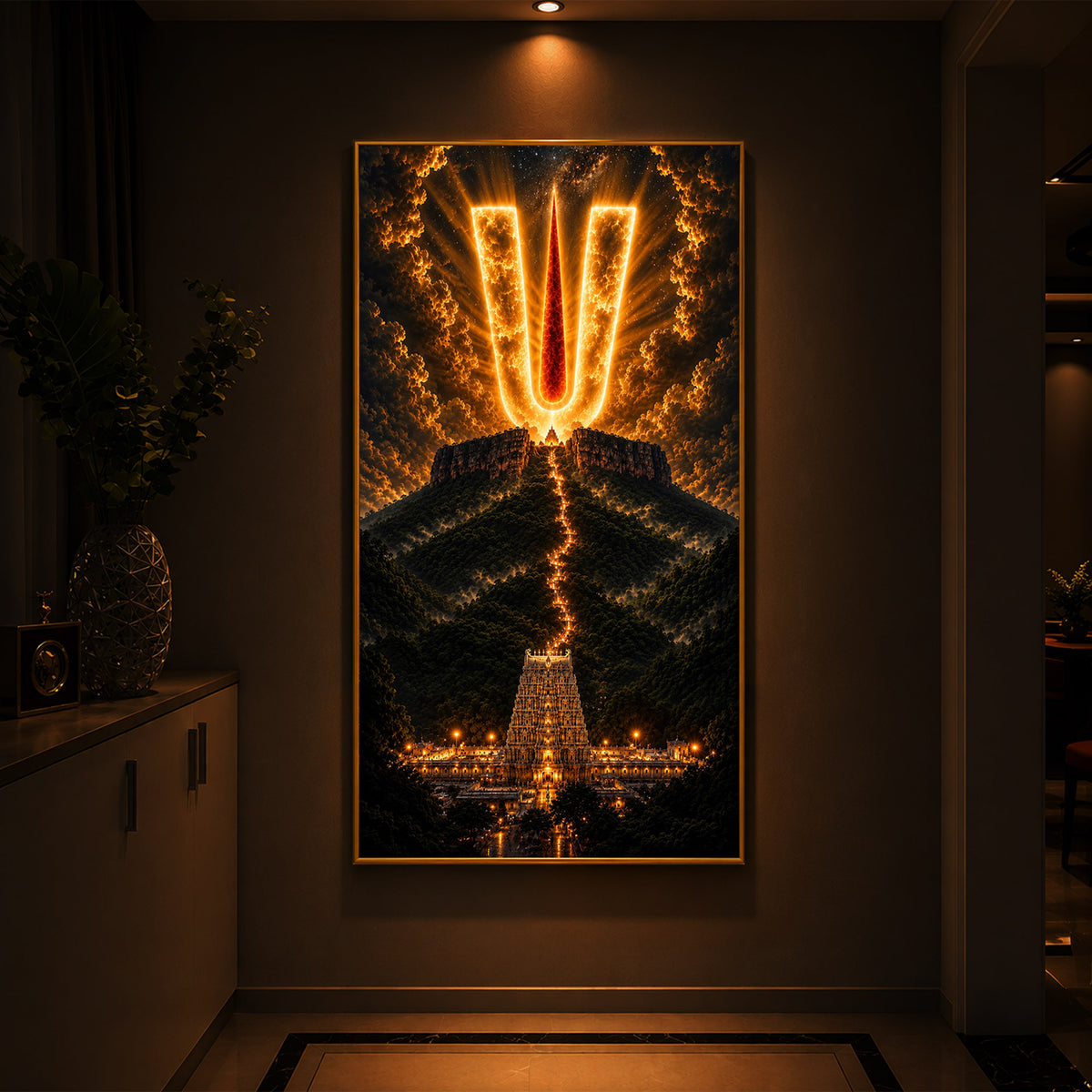 Spiritual Balaji Tilak Modern Luxury Backlight Vertical Wall Art
