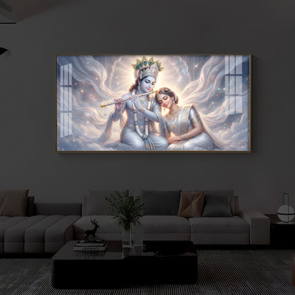Krishna Radha Modern Luxury Backlight Horizontal Wall Art