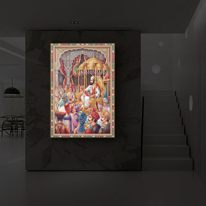 Darbar of Chhatrapati Shivaji Maharaj Modern Luxury Backlight Vertical Wall Art