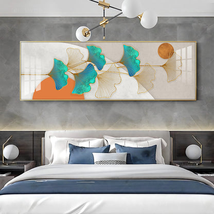 Blue & White Leaf Premium Acrylic Horizontal Wall Art