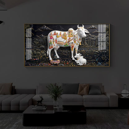 Decorative Kamdhenu Modern Luxury Backlight Horizontal Wall Art