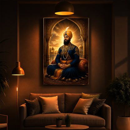 Majestic Guru Gobind Singh Ji Modern Luxury Backlight Vertical Wall Art