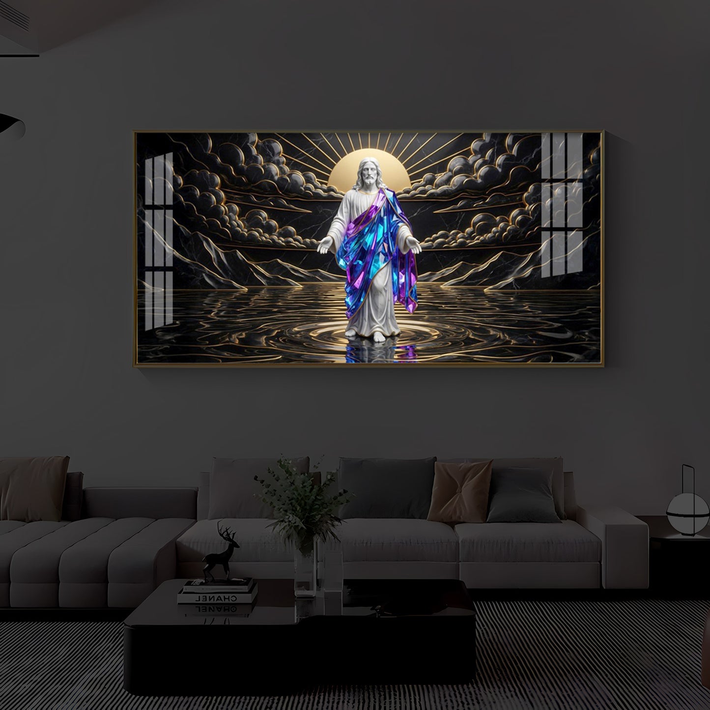 Jesus Christ Modern Luxury Backlight Horizontal Wall Art